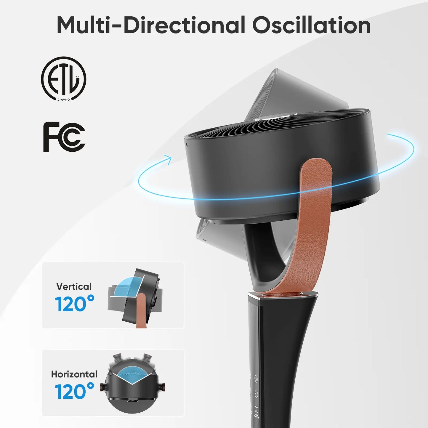 Bedroom floor fan, 20-decibel DC air circulator fan