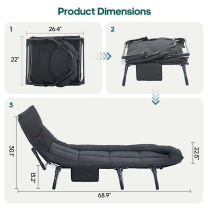 Adult camping bed, 6-position adjustable folding camping bed