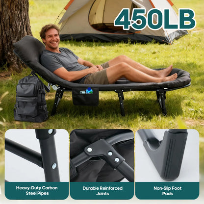 Adult camping bed, 6-position adjustable folding camping bed