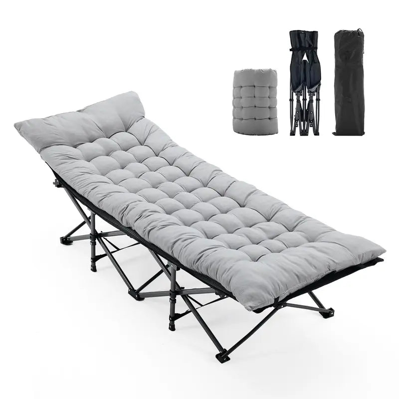 Adult camping bed, 6-position adjustable folding camping bed